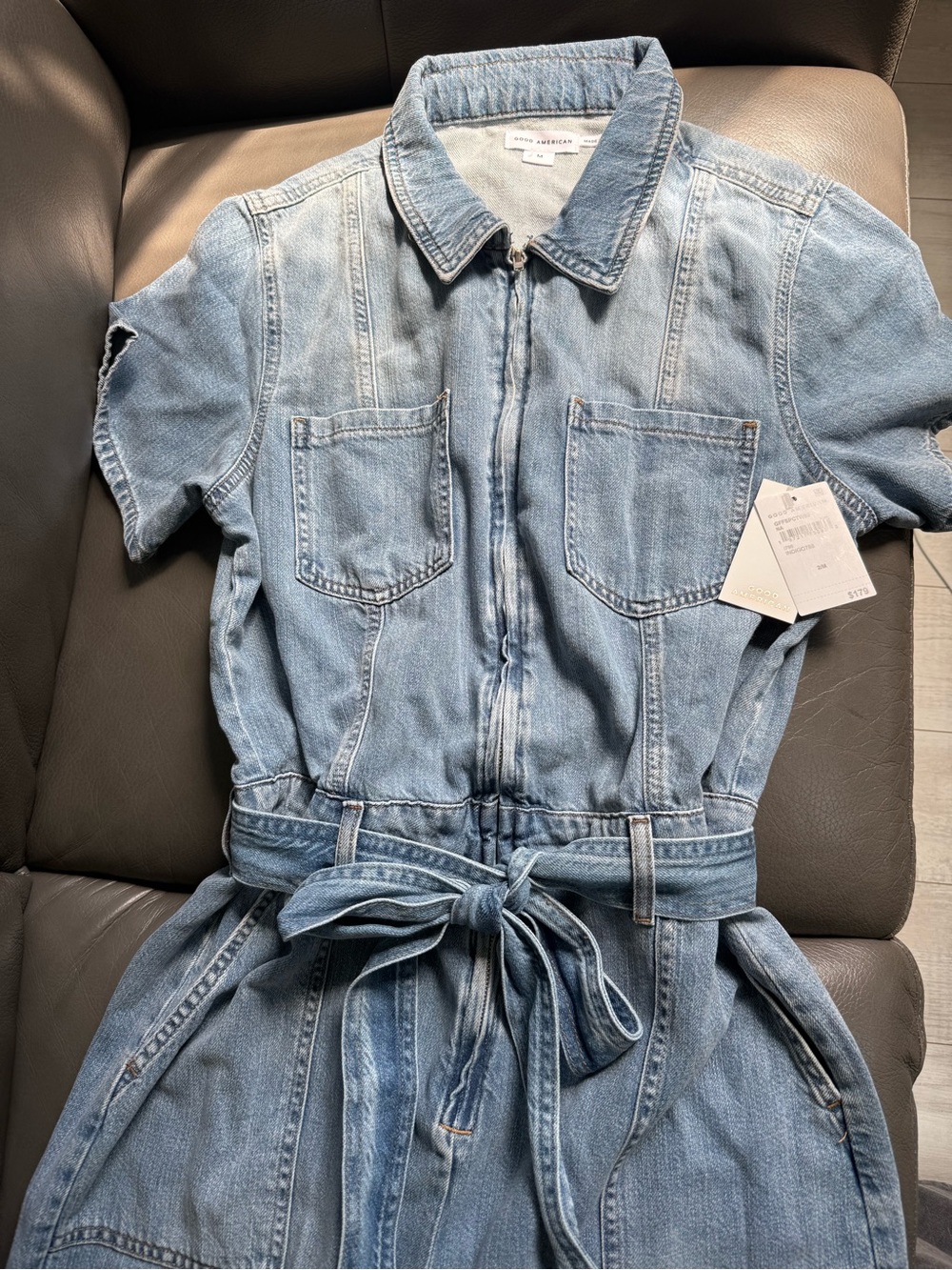 Good American Light Blue Denim Jumpsuit